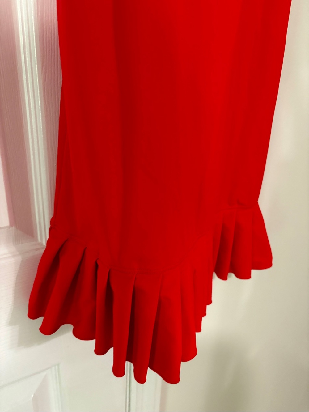 Mono B Red Ruffle-Hem Racerback Athletic Mini Dress - Picture 3 of 3